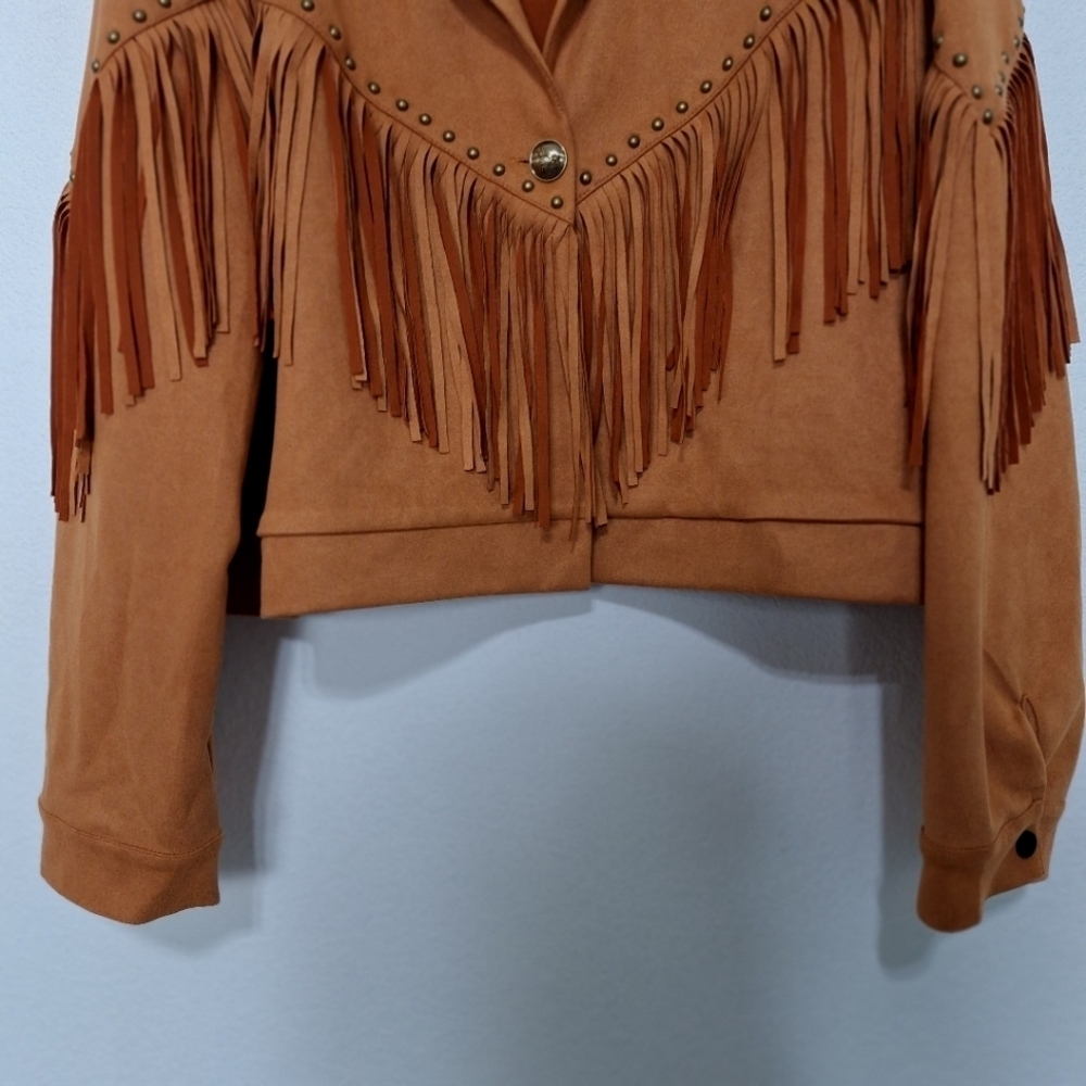 SHEIN Curve Faux Suede Western Cowgirl Equestrian Fringe Jacket Plus Size 4XL - Picture 4 of 10